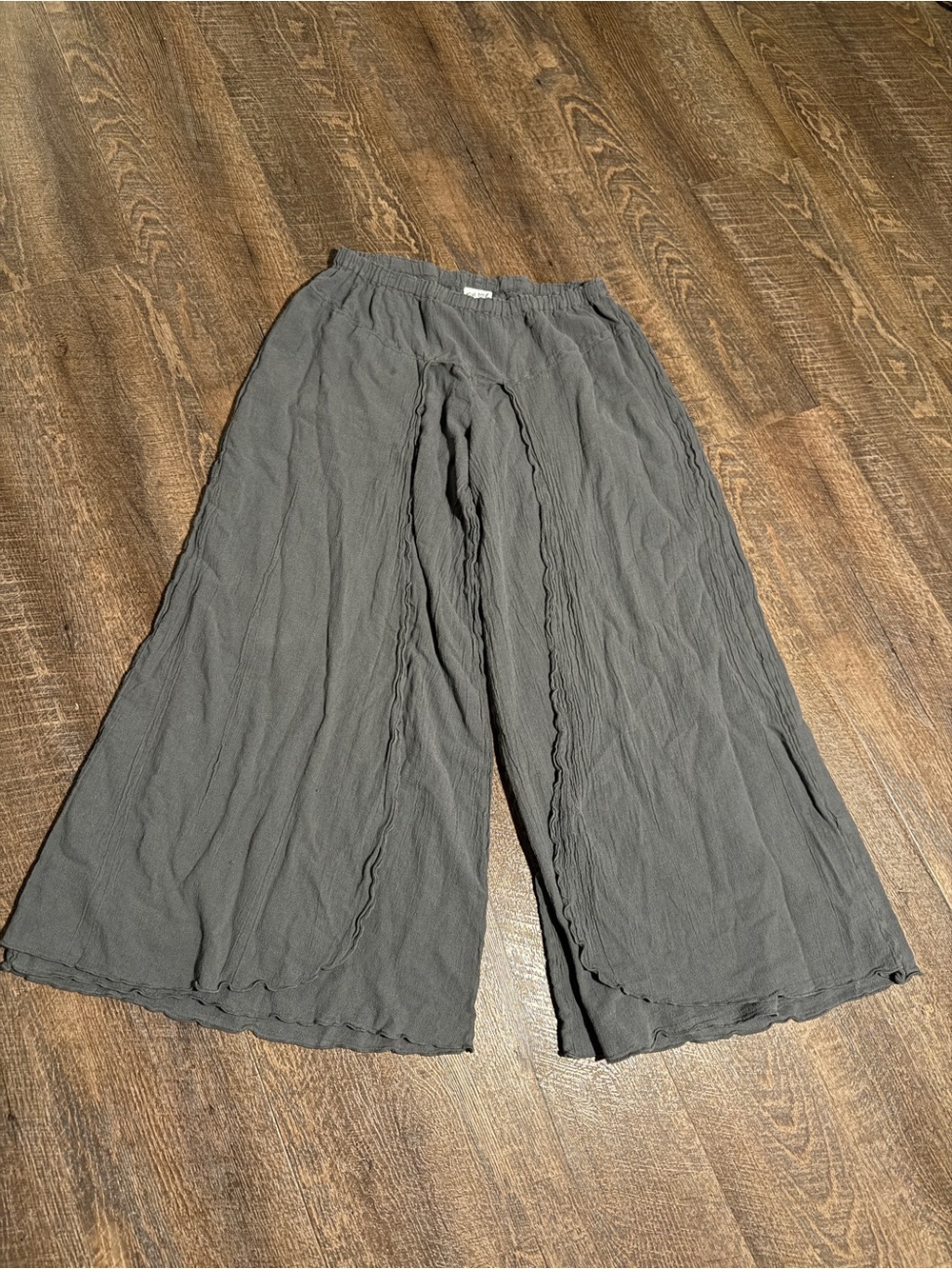 Oh My Gauze Wide Leg Pants - Charcoal 100% Cotto